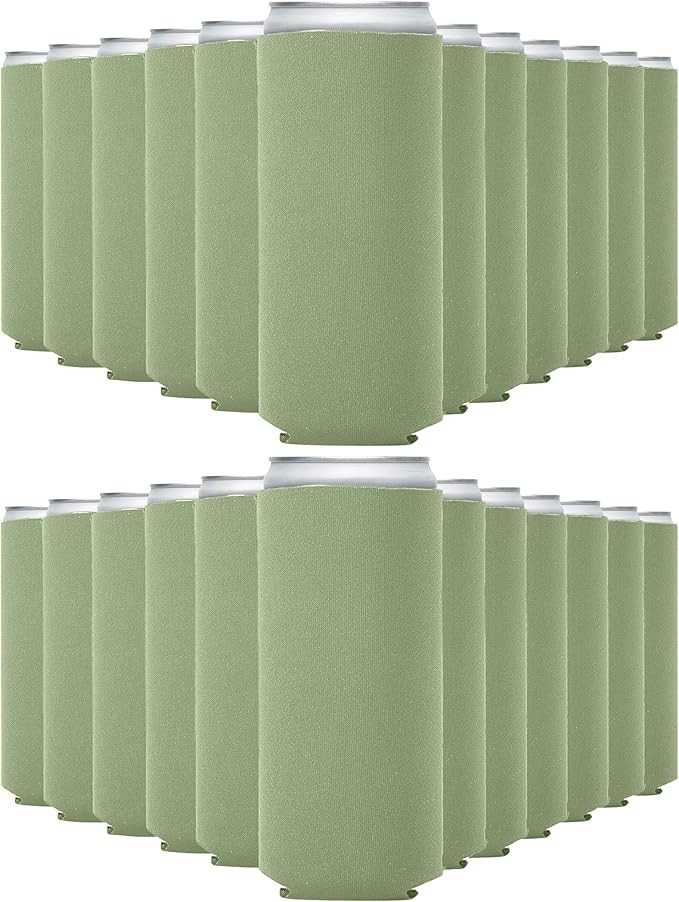 Slim Can Cooler Sleeves (25 Pack) Bulk Customizable, Blank Foldable Foam Insulators for Beer Bott... | Amazon (US)