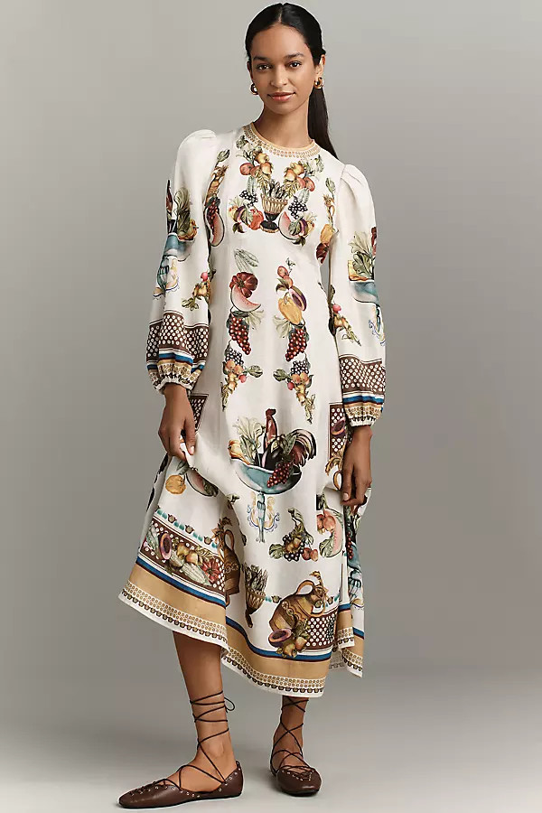 ALÉMAIS Mercado Linen Midi Dress | Anthropologie (US)
