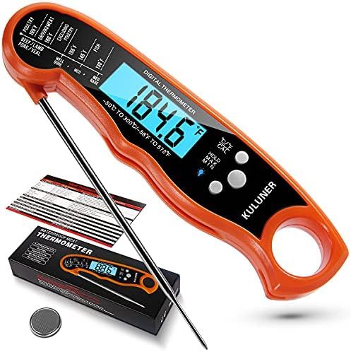 KULUNER TP-01 Waterproof Digital Instant Read Meat Thermometer with 4.6” Folding Probe Backligh... | Amazon (US)