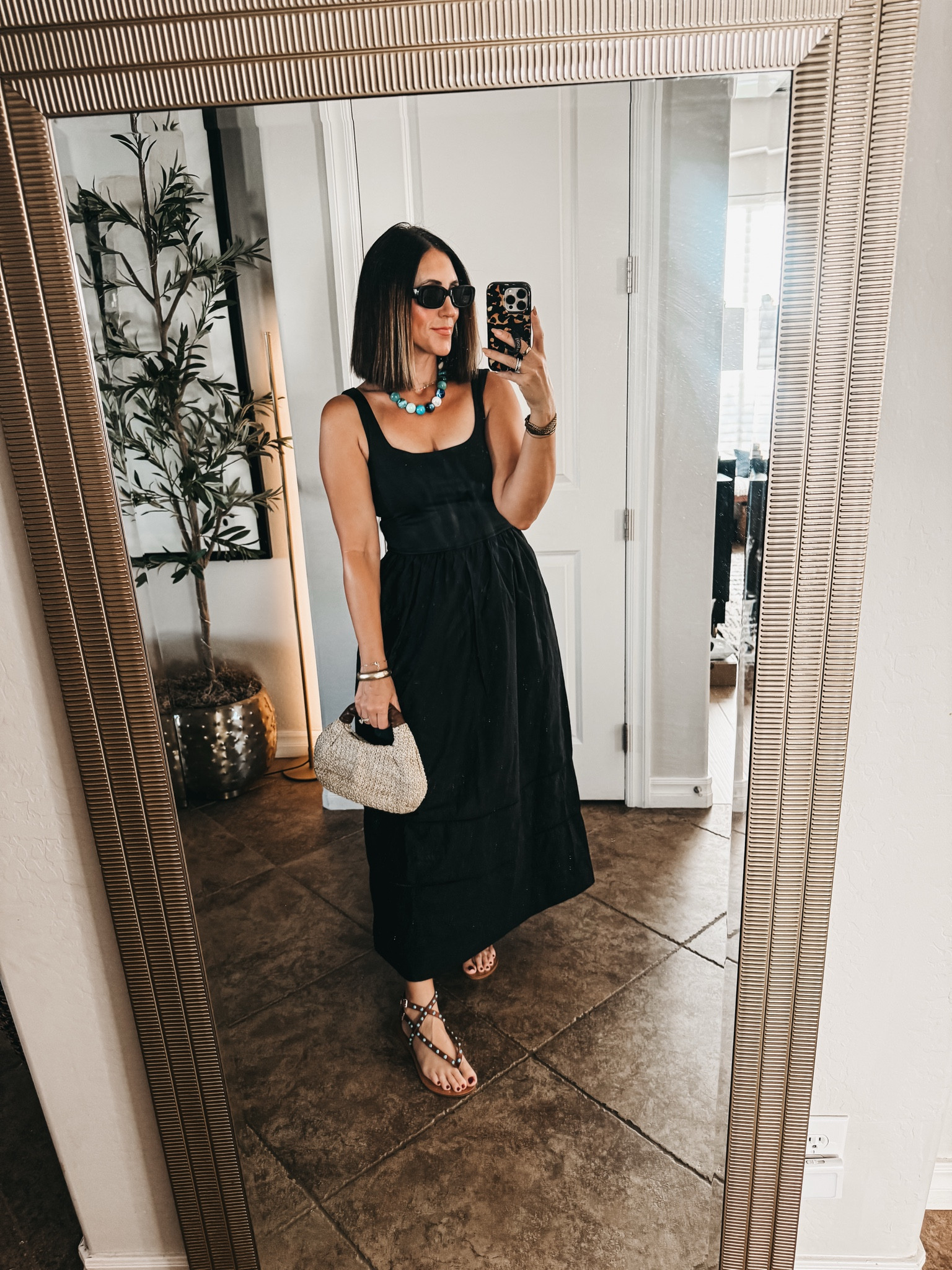 Little black maxi dress, but make it effortless 🖤 This maxi dress is so easy to throw on and instantly feels elevated. Bottom portion is 100% cotton — top part is soft & stretchy 

– Dress – size small
– Sandals – size 7.5 (runs tts)

Perfect for dinner out or dressing down with sneakers!
#blackdress #midi dress #ltkstyletip #effortlesschic #summertofall #dateNightOutfit #ootd

#LTKOver40 #LTKSaleAlert #LTKootd