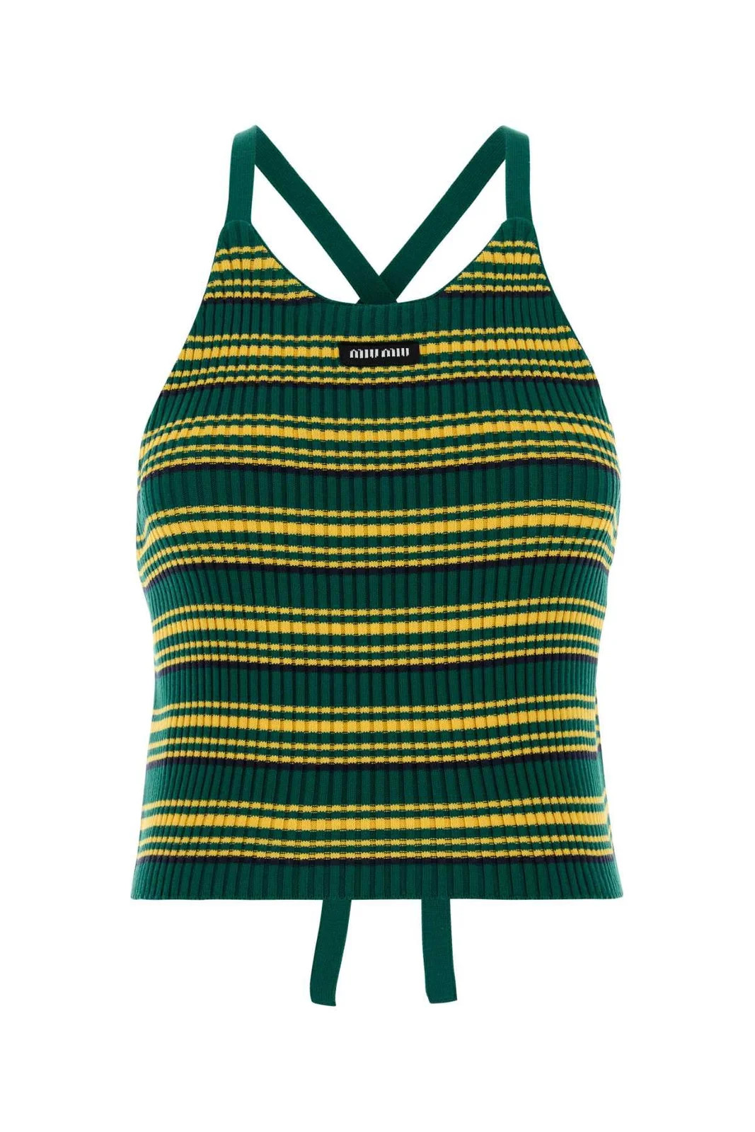 Miu Miu Striped Ribbed Top | Cettire Global