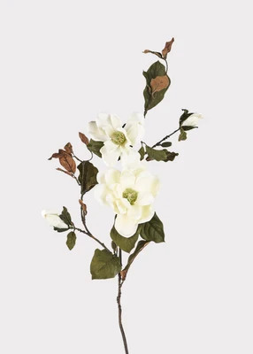 Artificial Blooming Magnolia Branch in Cream - 38" | Afloral