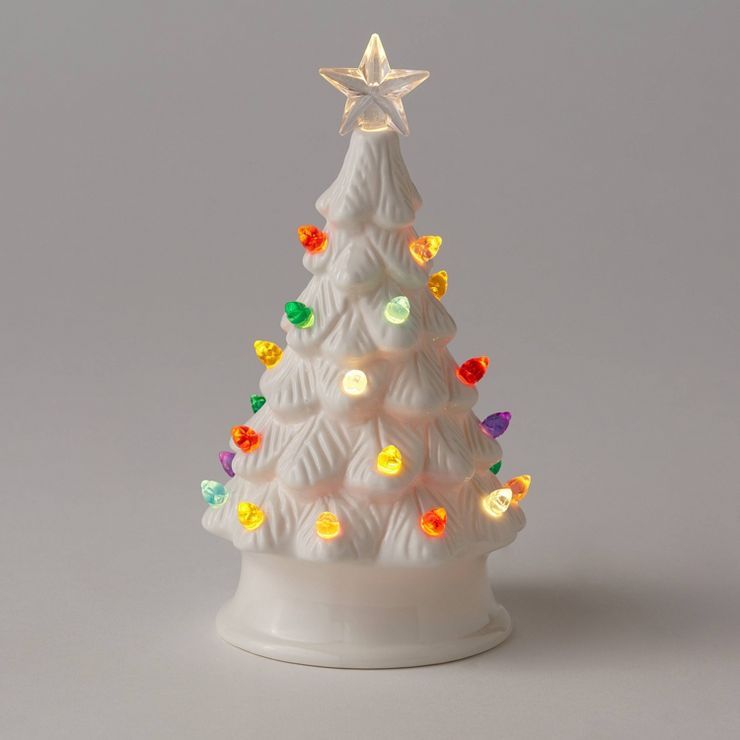6.875&#34; Battery Operated Lit Ceramic Christmas Tree White - Wondershop&#8482; | Target