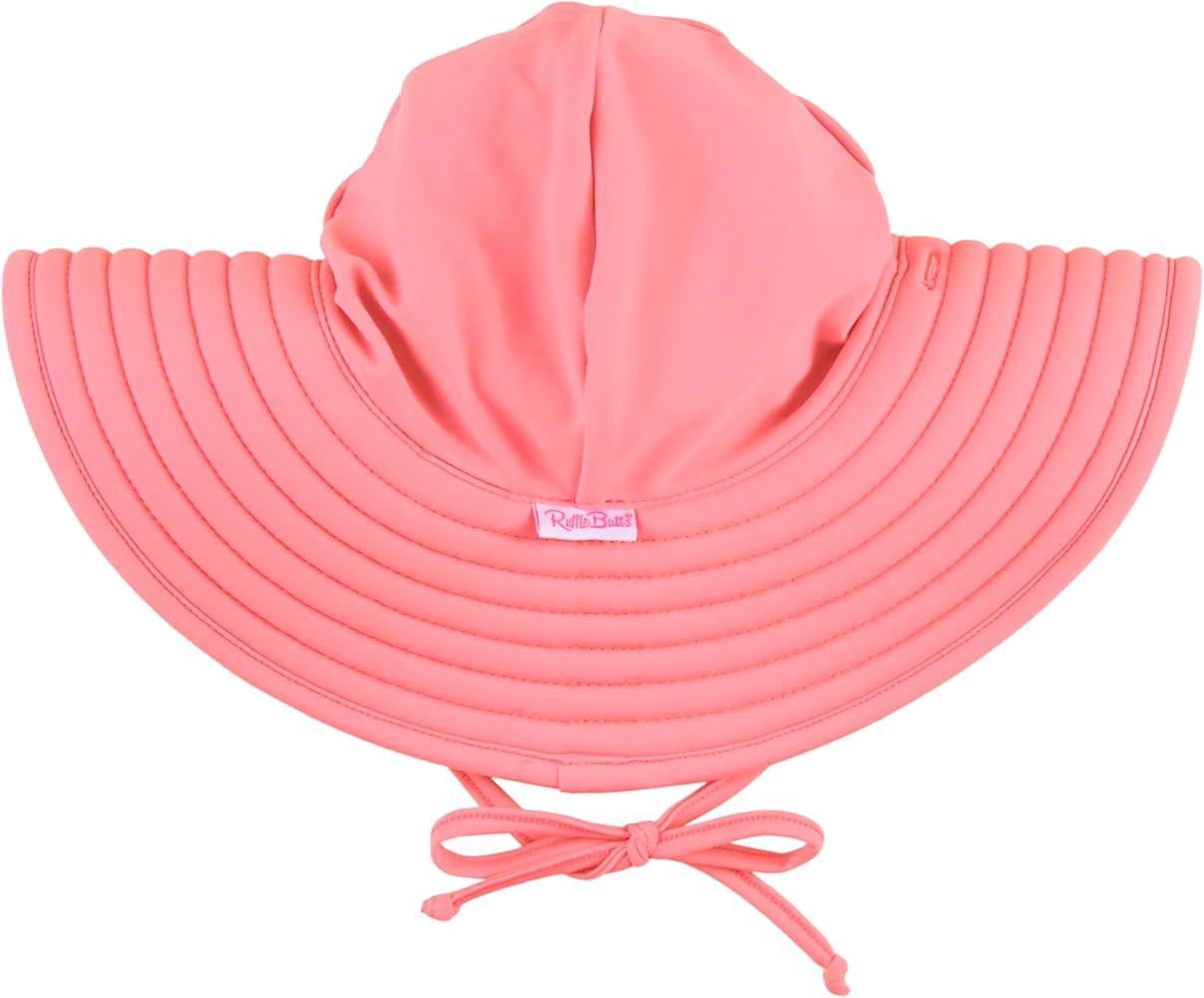 RuffleButts® Baby/Toddler Girls UPF 50+ Sun Protective Wide Brim Swimwear Sun Hat | Amazon (US)