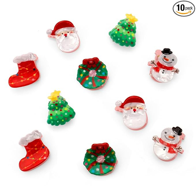 10PCS Mini Christmas Hair Claw Clips for Girls,Stocking Stuffer for Toddler Girls,Christmas Girl ... | Amazon (US)
