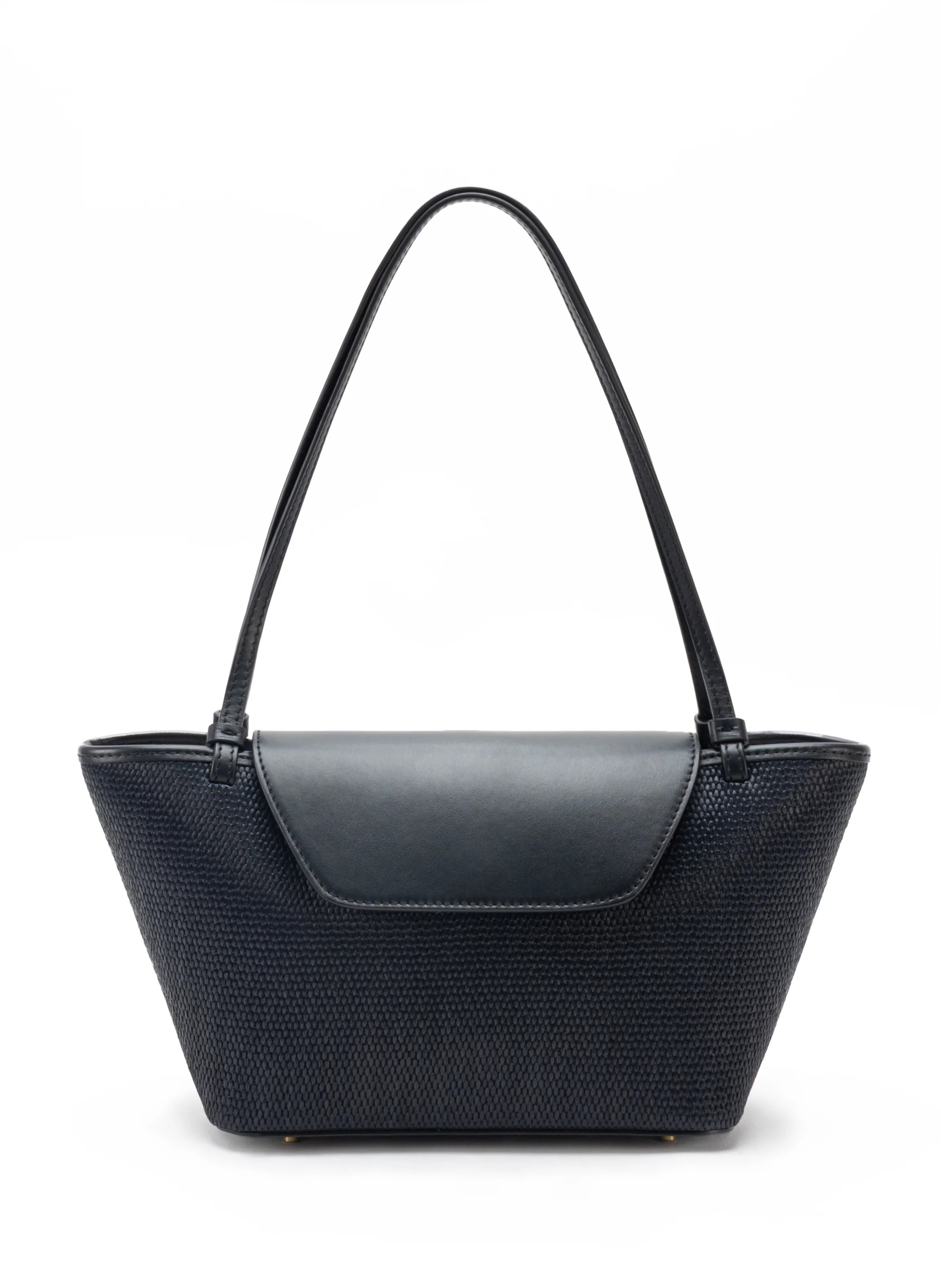Courrier Tote Raffia Leather Black - Trendy Work Bags - Elleme | Elleme