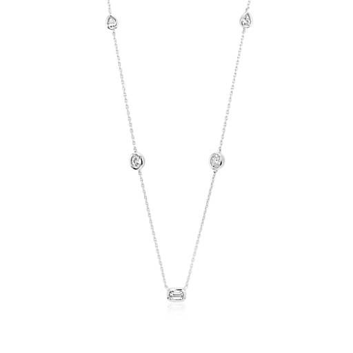Petite Fancy Diamond Necklace in 14K White Gold (1/2 ct. tw.) | Blue Nile UK | Blue Nile