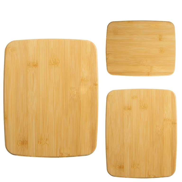 Mainstays 3-Piece Bamboo Cutting Board Set, 14" x 11"(L), 10" x 8" (M), 8" x 5.5" (S), 100% Natur... | Walmart (US)