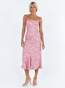Salvin Strapless Maxi Dress Pink | Princess Polly US