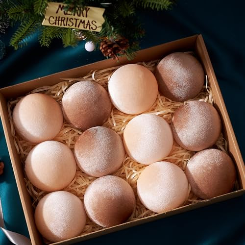 Velvet Christmas Ornaments, 12pcs Christmas Tree Ornaments Velvet 3.15 Inch Balls, Multicolor Brown Neutral for Xmas Wedding Party Holiday Decorations | Amazon (US)