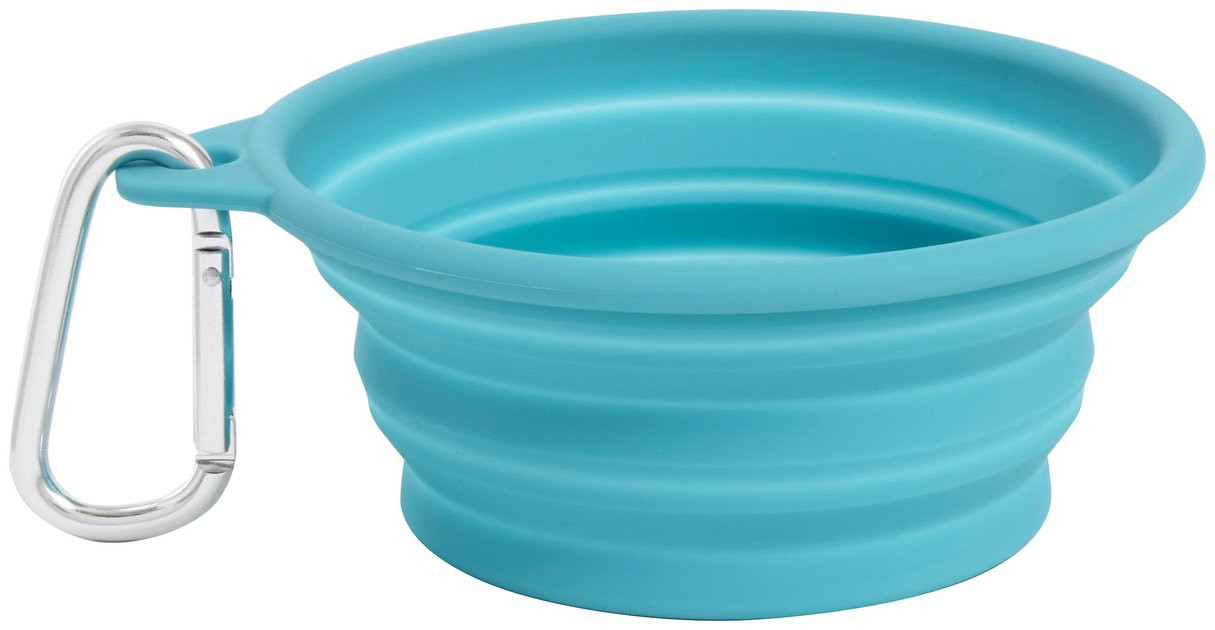 FRISCO Silicone Collapsible Travel Bowl with Carabiner, Teal, 1.5 Cups - Chewy.com | Chewy.com