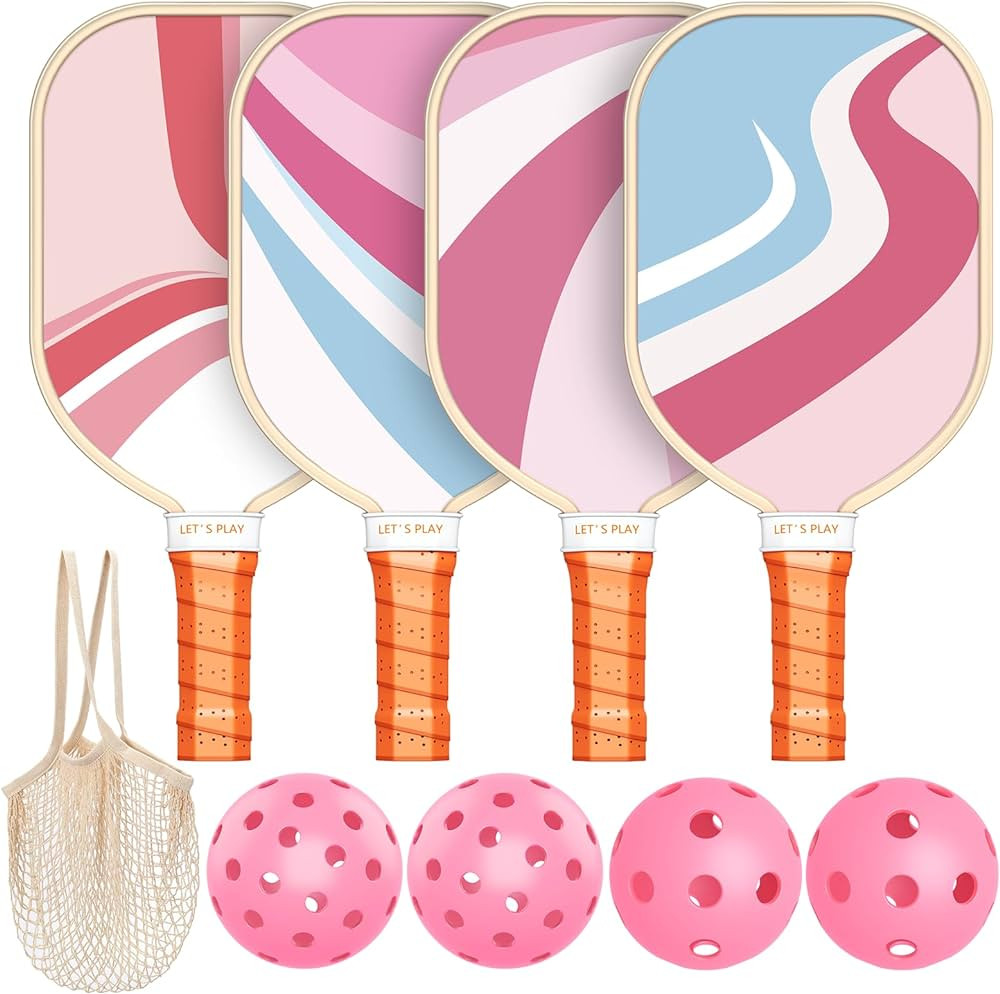 Pickleball Paddles, USAPA Approved Premium Wood Pickleball Set of 4 with 4 Pickleball Balls and 1... | Amazon (US)
