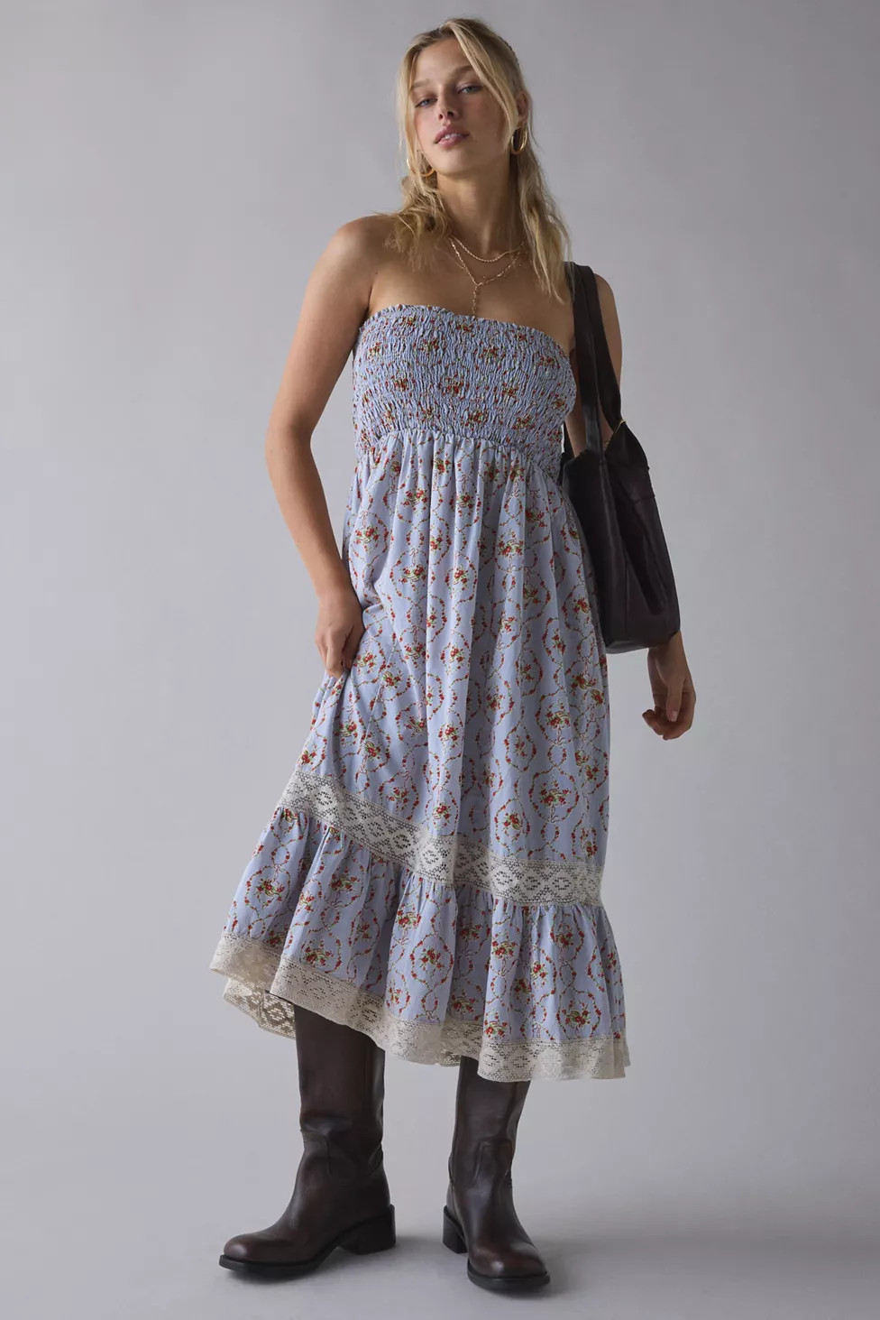 Kimchi Blue 2 For 1 Convertible Lace Trim Smocked Dress | Urban Outfitters (US and RoW)