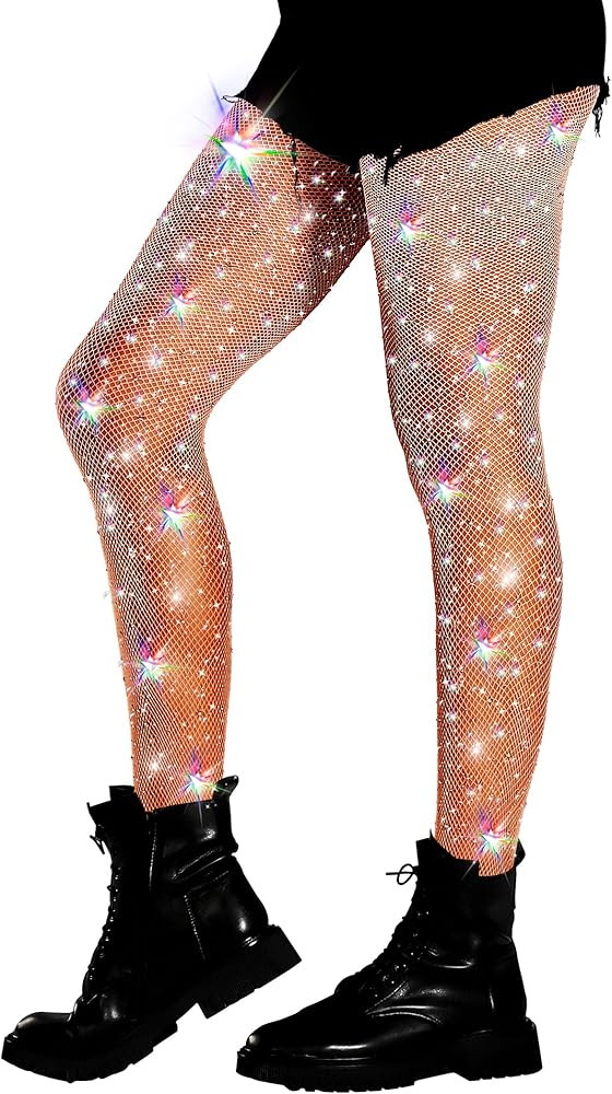 Ultra-durable Sparkly Tights,Amazing Glitter Rhinestone Fishnets Stockings,Women Sexy Party Conce... | Amazon (US)