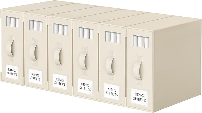 Bed Sheet Organizers and Storage, 6 Pack Foldable Linen Closet Organizer Box – Bedding Holder f... | Amazon (US)