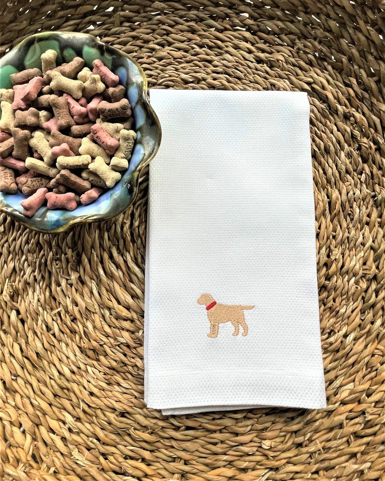 Yellow Lab Kitchen Towel | Embroidered Hand Towel | Maine Dish Towel | Etsy (US)