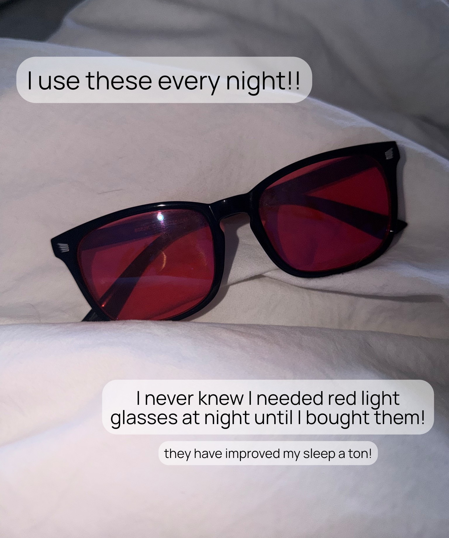 Highly recommend red light glasses at night! Especially if you watch tv or are on your phone or computer. #redlight #redlightglasses #nighttime #nighttimeroutine #momlife #mommusthave #amazon #amazonfind #wellness 

#LTKmomlife #LTKselfcare #LTKdayinmylife