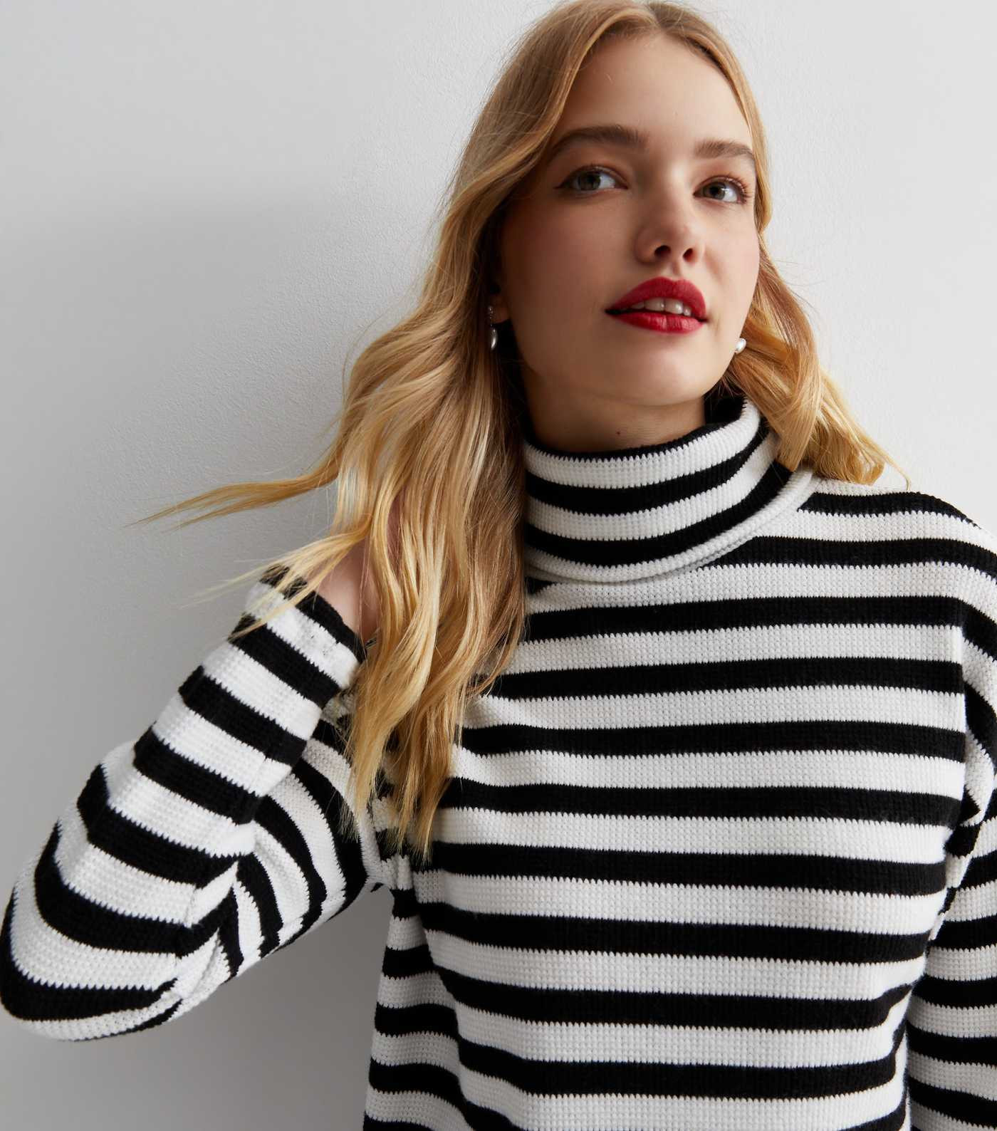 White Stripe Textured Roll Neck Jumper
						
						Add to Saved Items
						Remove from Saved It... | New Look (UK)