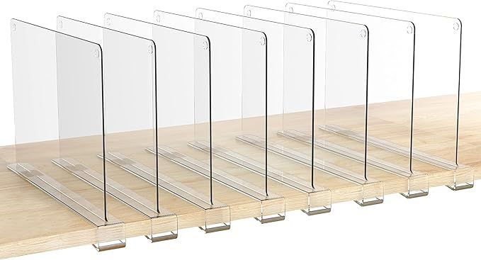 Amazon.com: HBlife 8 Pack Clear Shelf Dividers, Vertical Purse Organizer for Closet Perfect for S... | Amazon (US)