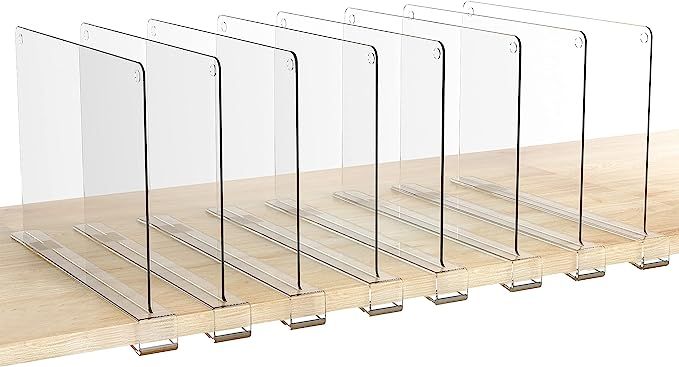 Amazon.com: HBlife 8 Pack Clear Shelf Dividers, Vertical Purse Organizer for Closet Perfect for S... | Amazon (US)