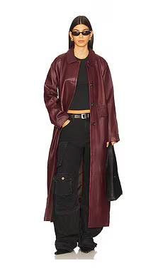 ZUT Palermo Leather Coat in Burgundy from Revolve.com | Revolve Clothing (Global)