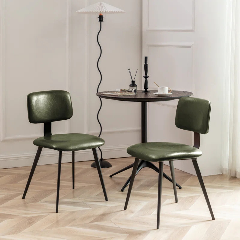 Faux Leather Dining Chair with Steel Legs (Set of 2) | Wayfair North America