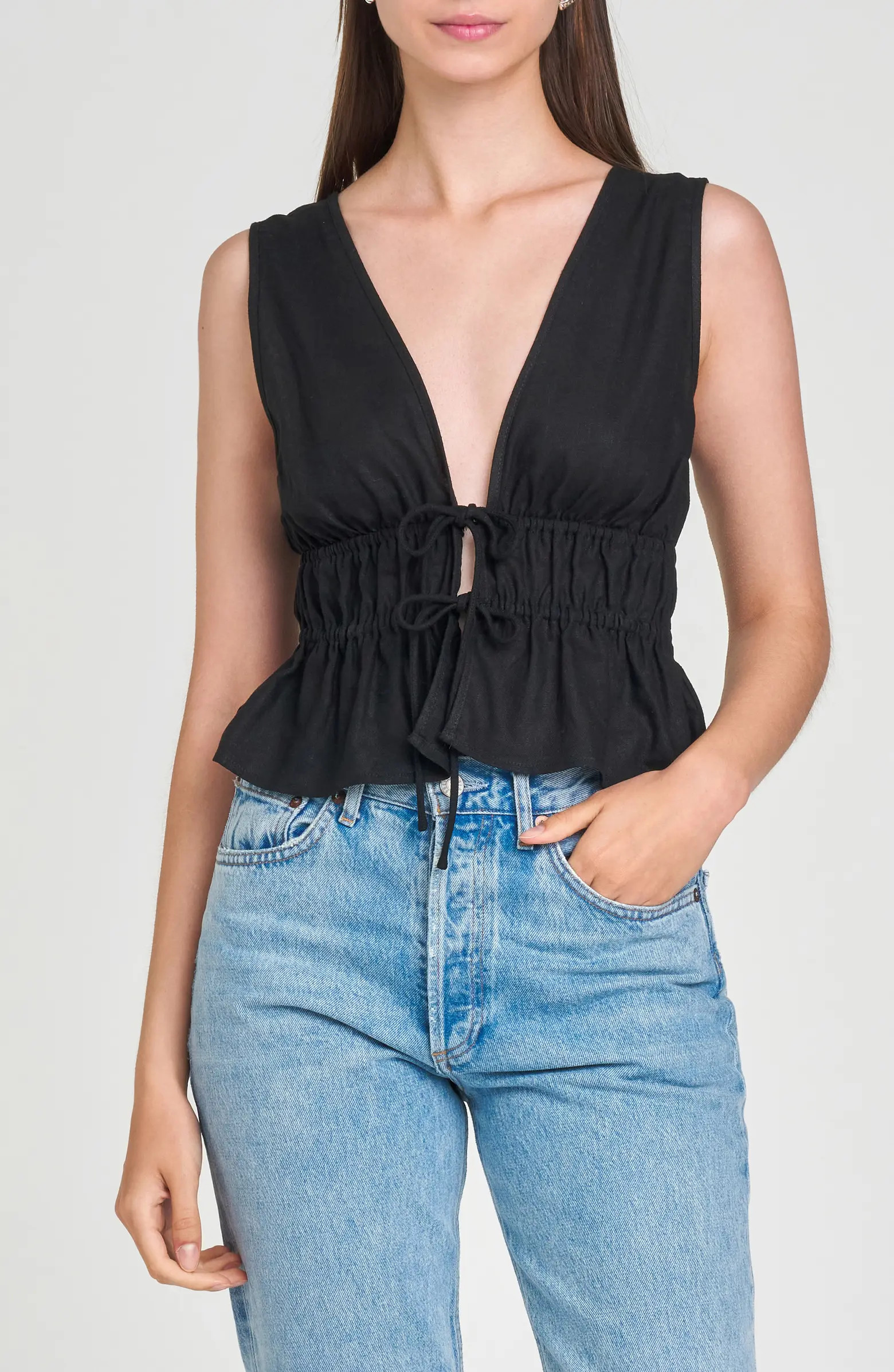 Nadine Deep V-Neck Sleeveless Top | Nordstrom