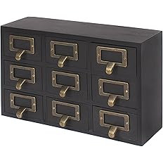 Kate and Laurel Apothecary Wood Desk Drawer Set, 9 Drawers, Rustic Black | Amazon (US)