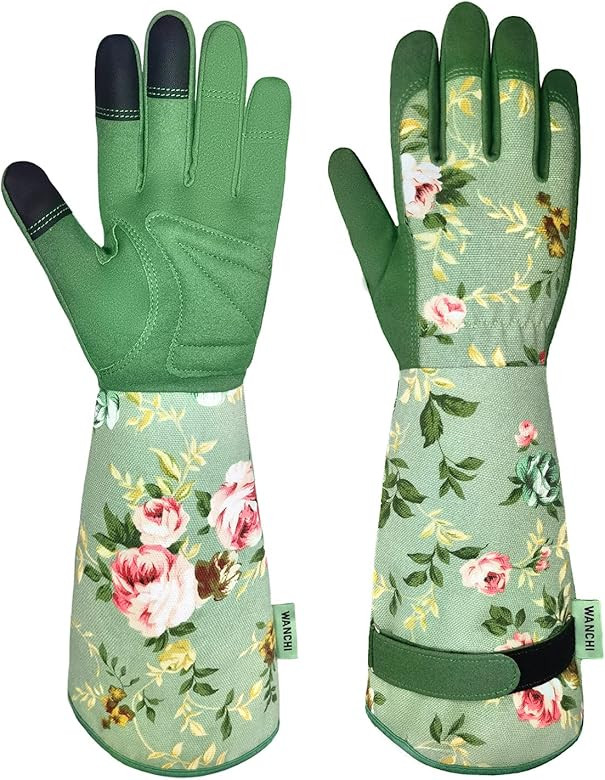 WANCHI Gardening Gloves for Women, Long Leather Garden Gloves, Ladies Light Protective Gloves for... | Amazon (US)