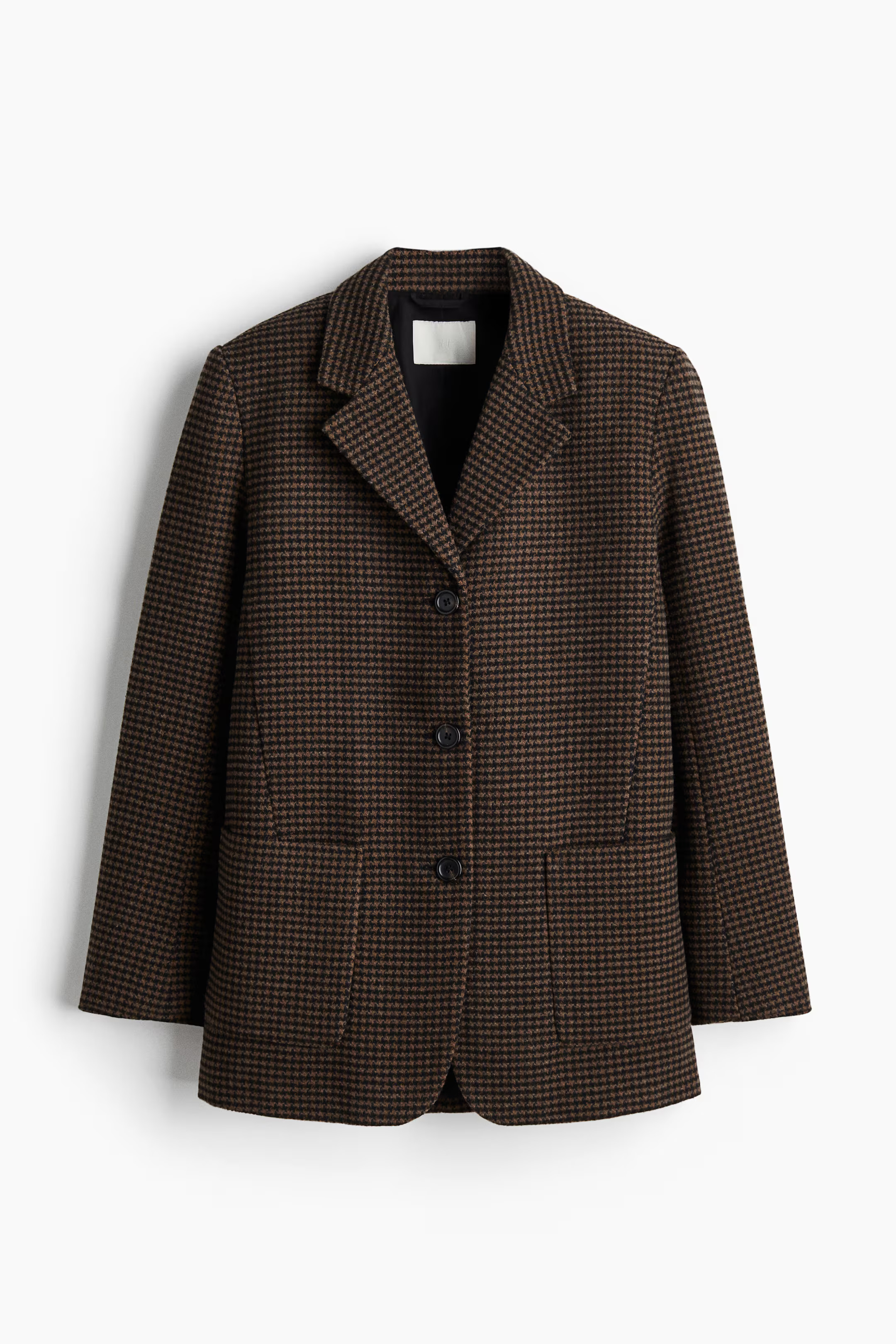 Single-Breasted Blazer - Dark brown/houndstooth pattern - Ladies | H&M US | H&M (US + CA)