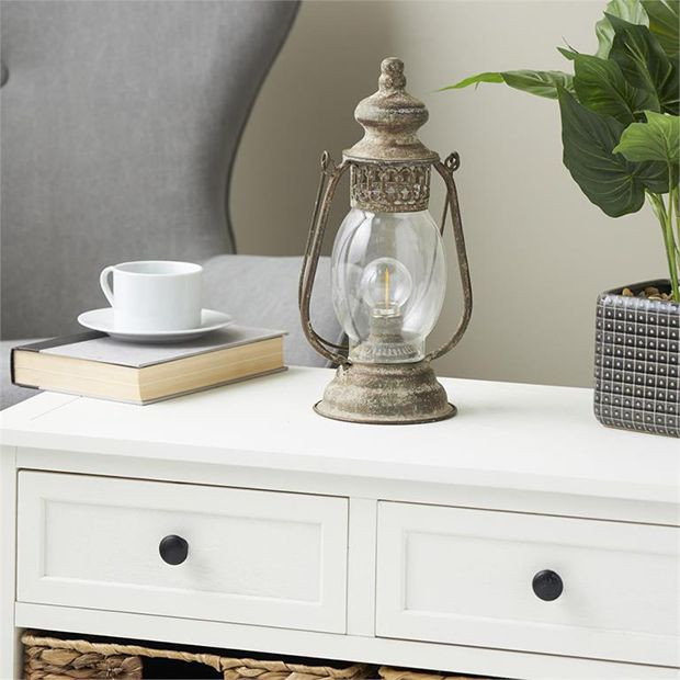 Timeless Accents Antiqued Lantern Lamp | Antique Farm House