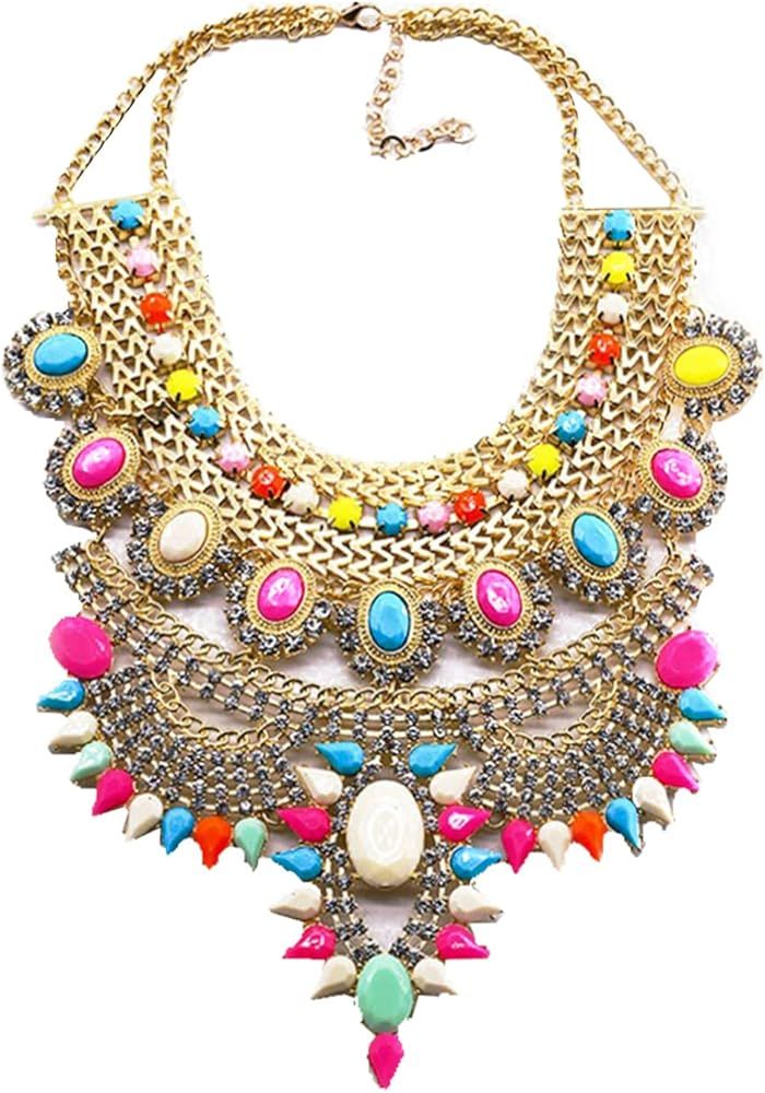 NABROJ Fashion Chunky Necklace Luxury Crystal Bib Collar Necklace Costume Jewelry for Women 8 Col... | Amazon (US)