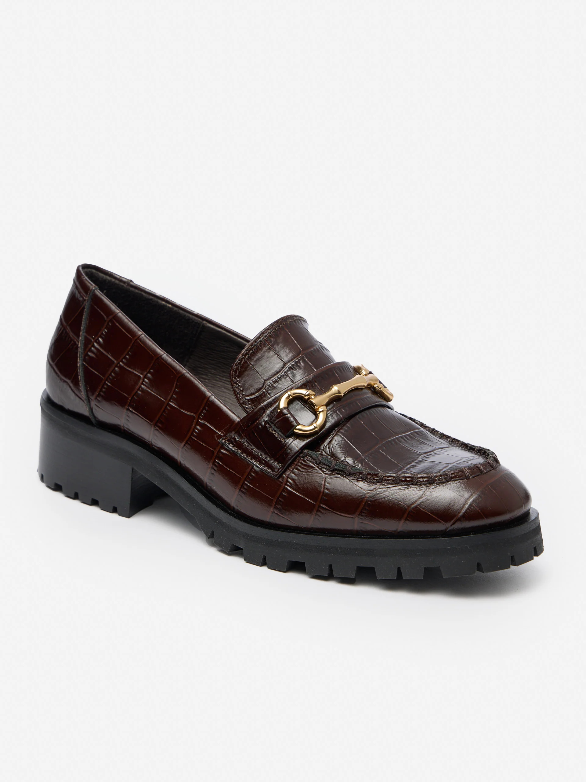 Monika Lug Sole Leather Loafers in Croc | J.McLaughlin