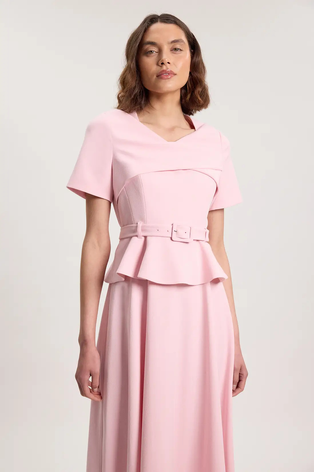 Structured Tailored Belted Midi Dress | Karen Millen