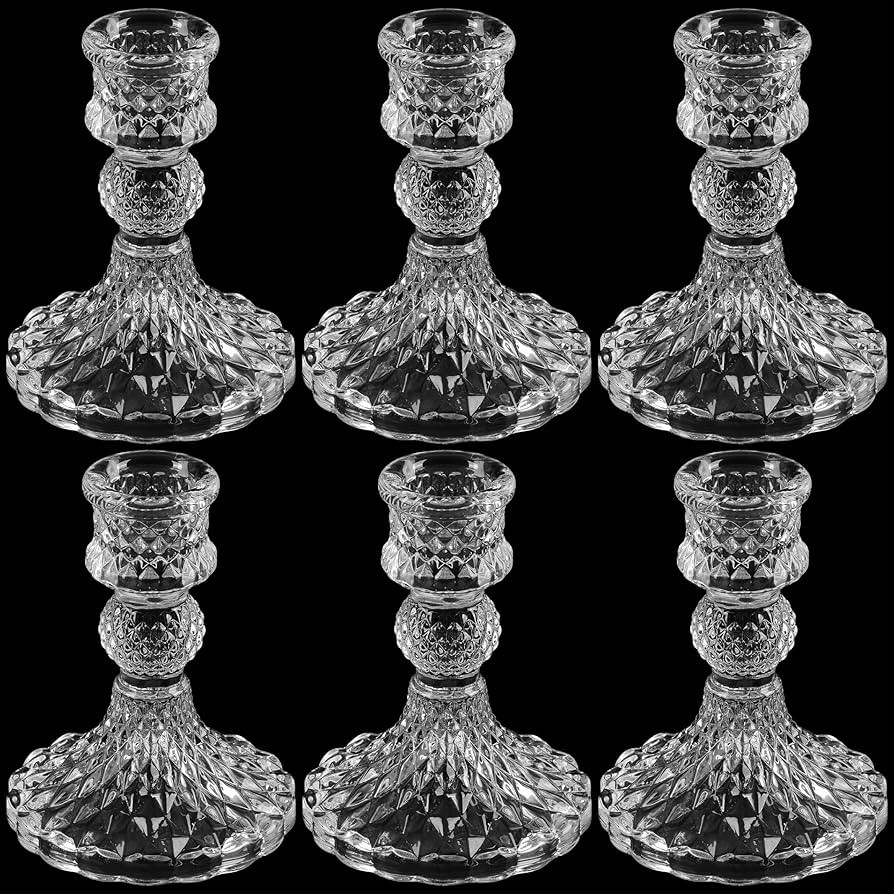 Winter Shore Portacandele Vetro [Confezione da 6] - Candelabri Vetro Trasparente per Centrotavola... | Amazon (IT)