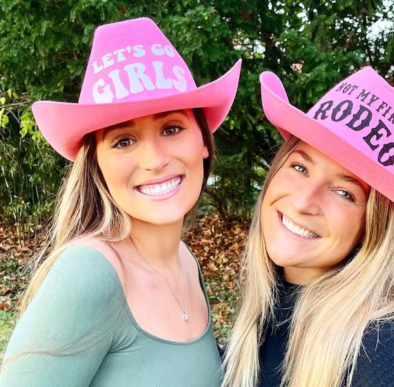 Pink and White Cowboy Hats  Western Cowgirl Bachelorette | Etsy | Etsy (US)