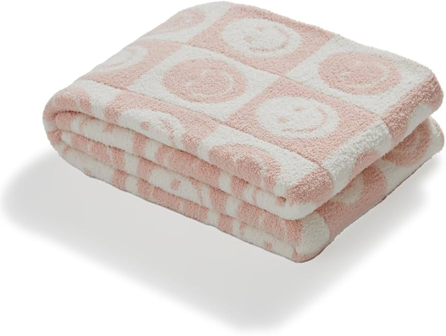 Baby Throw Blankets with Smiley Faces Checkered Reversible Soft Cozy Warm Blanket for Bed Sofa Tr... | Amazon (US)