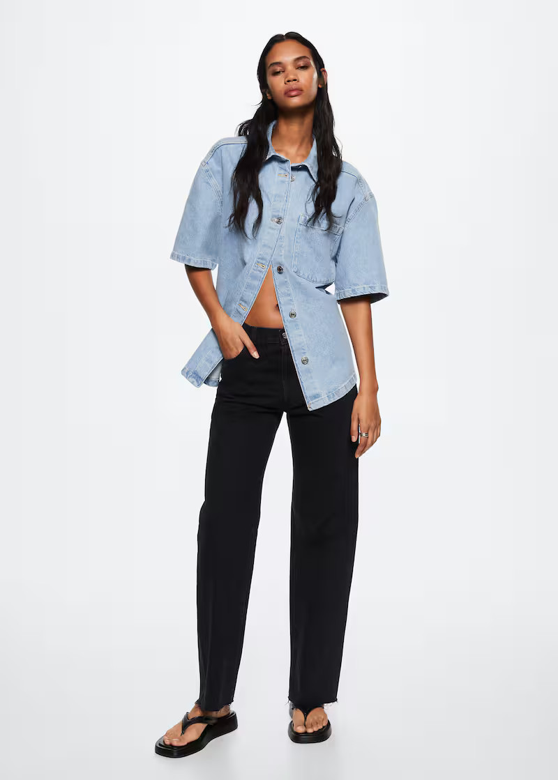 High-waist wideleg jeans | MANGO (US)
