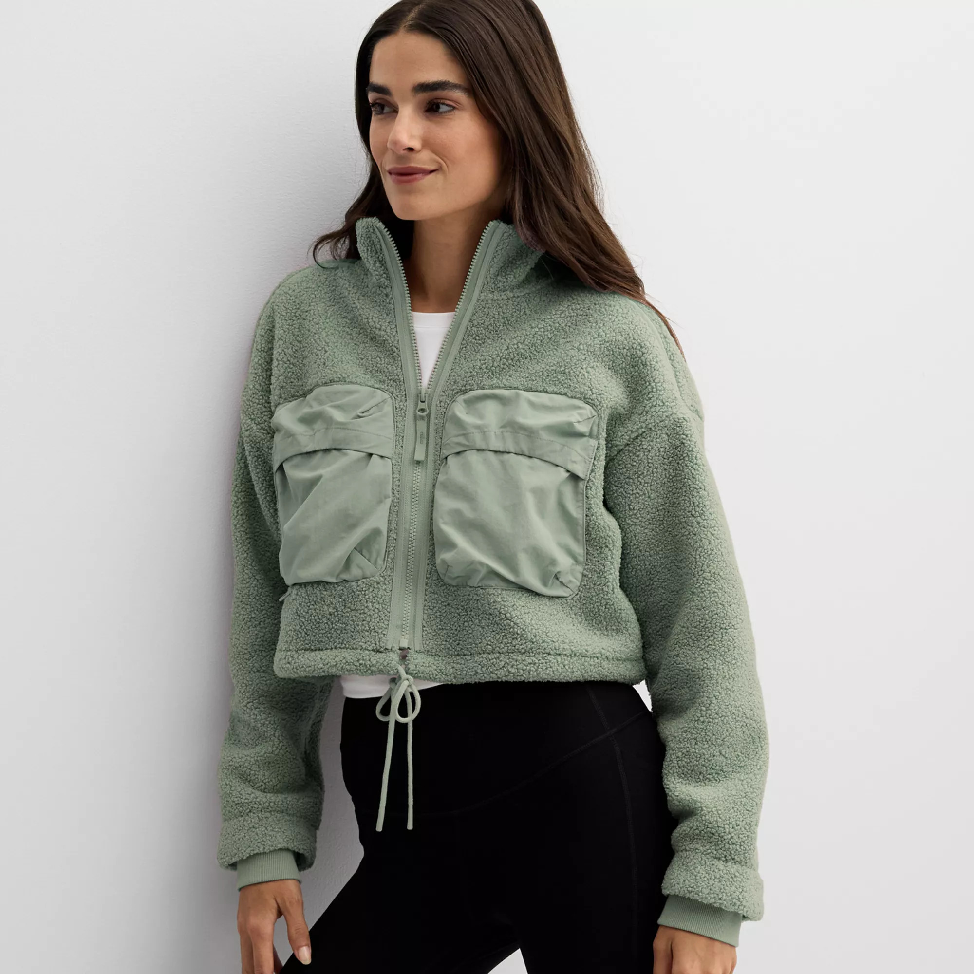 Women's FLX Mix Media Cropped High Pile Jacket | Kohl's