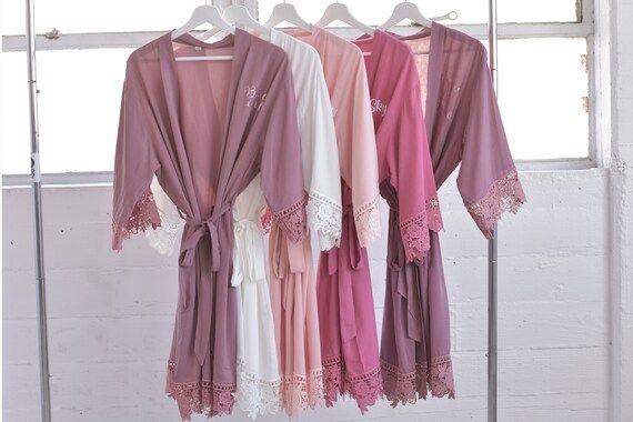 Bridesmaid Robes, Bridesmaid Gifts, Bridal party robe, Cotton Lace Robe, Bridesmaid robe, Flower ... | Etsy (US)