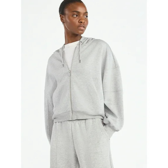 Scoop Women's and Women's Plus New Scubaknit Barrel Zip Hoodie, Sizes XS-4X | Walmart (US)