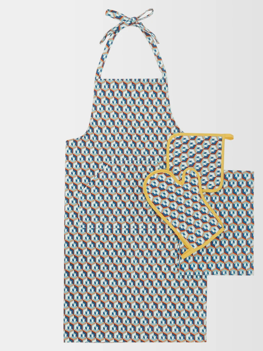 Cubi-print apron, oven mitt and potholder set | La DoubleJ | Matches (US)