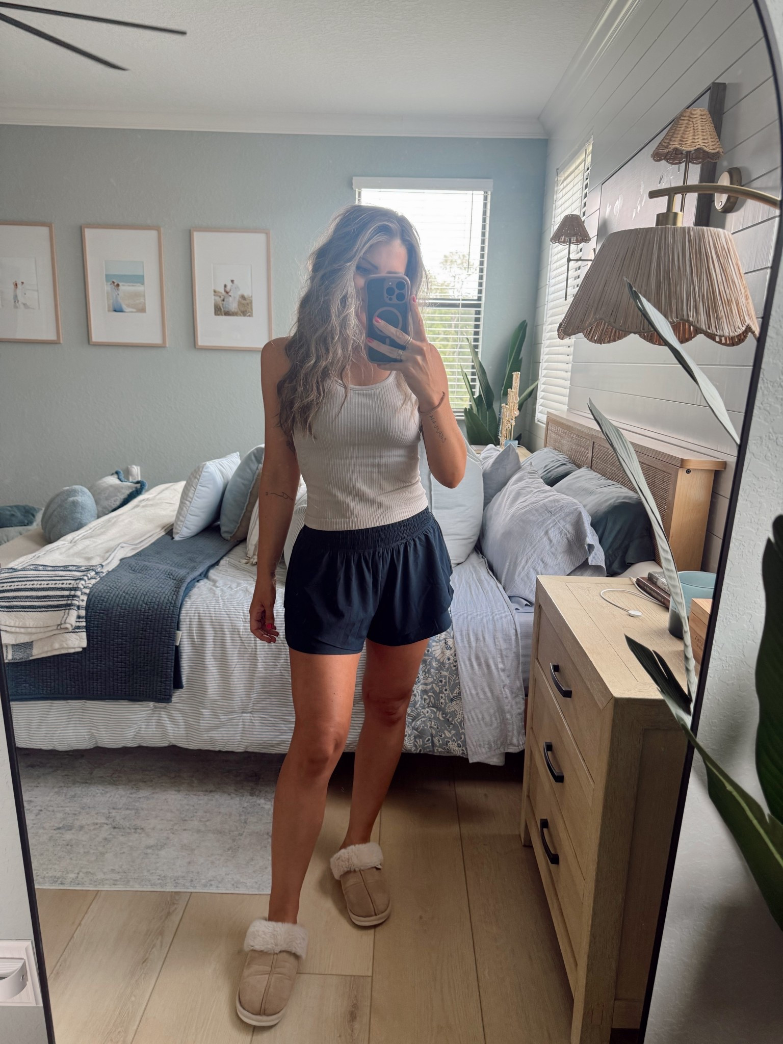 Amazon workout faves!! Size small navy shorts. Size 4 “taupe” tank