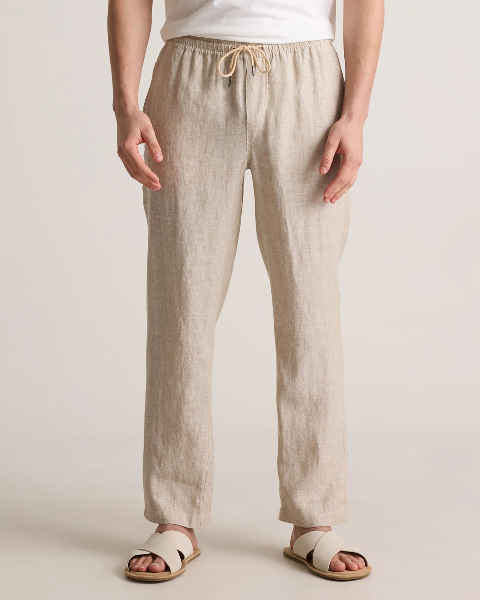 Quince | Men's 100% European Linen Drawstring Beach Pants in Martini Olive, Size Large | Quince