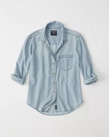 Womens Chambray Shirt | Womens Tops | Abercrombie.com | Abercrombie & Fitch US & UK