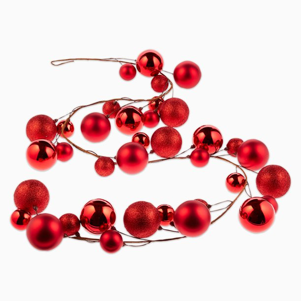 Holiday Time Red Shatterproof Christmas Ball Garland, 72-Inch - Walmart.com | Walmart (US)