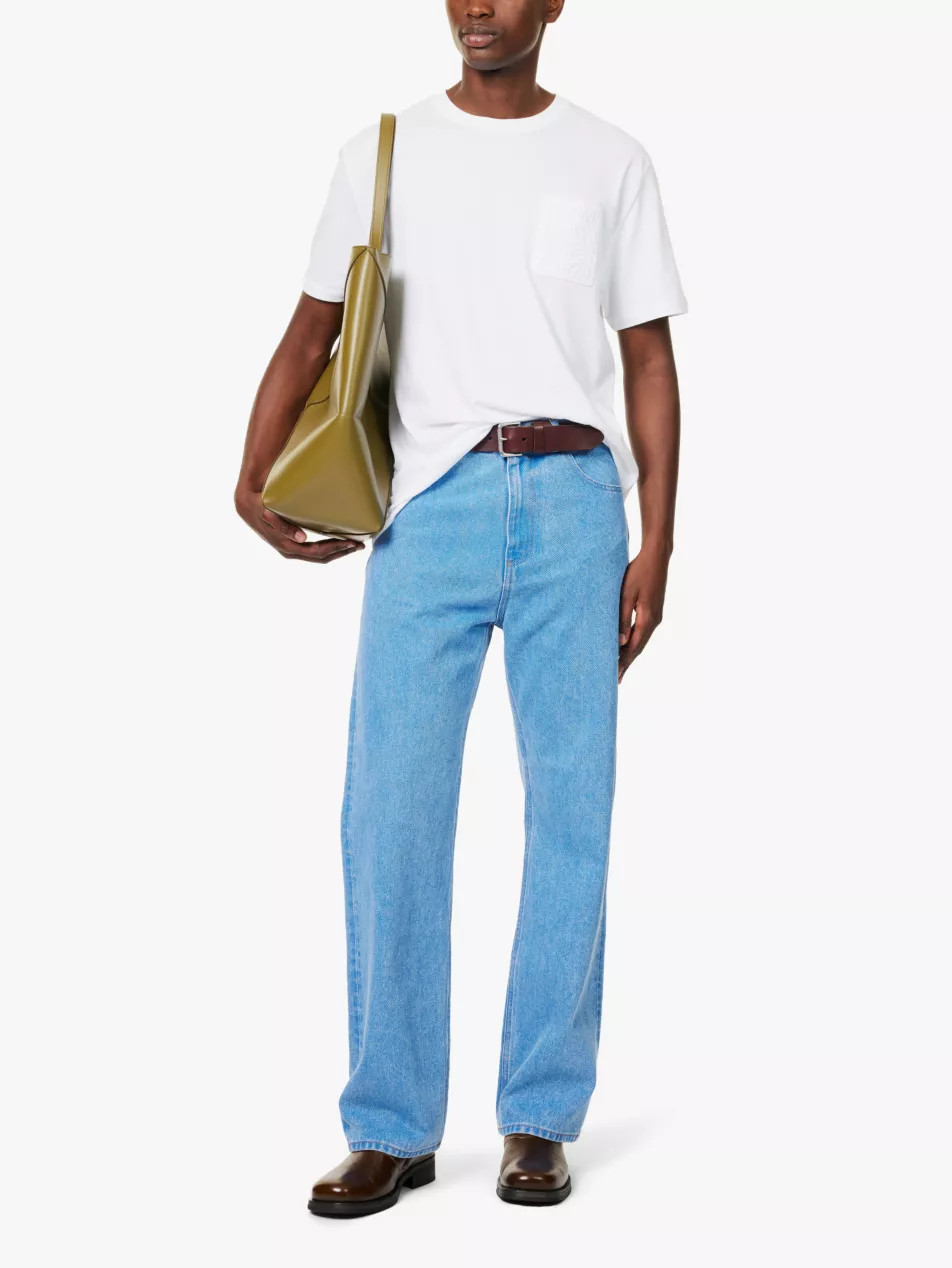 Monogram-embroidery crew-neck relaxed-fit cotton-jersey T-shirt | Selfridges