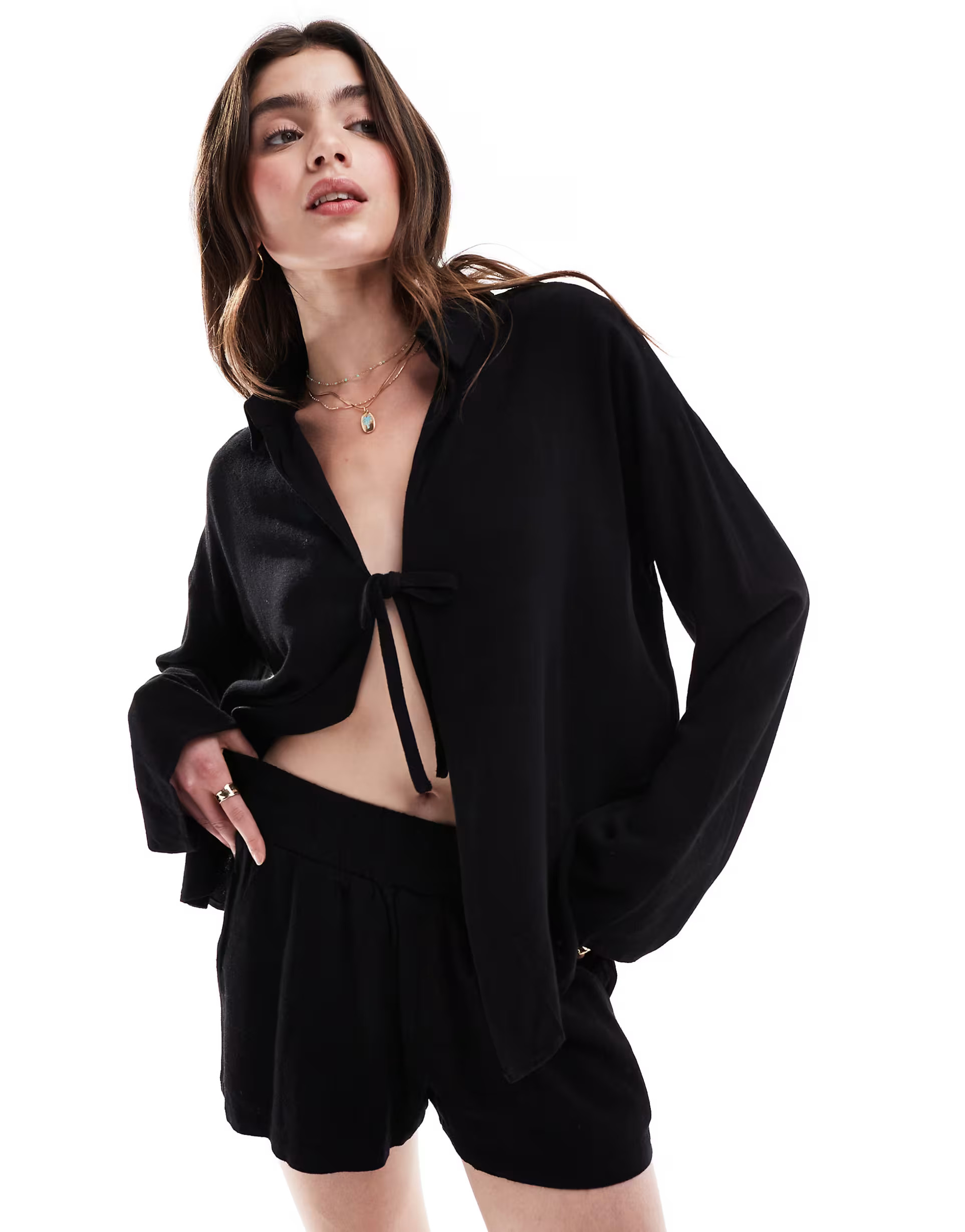 4th & Reckless linen tie front shirt | ASOS (Global)