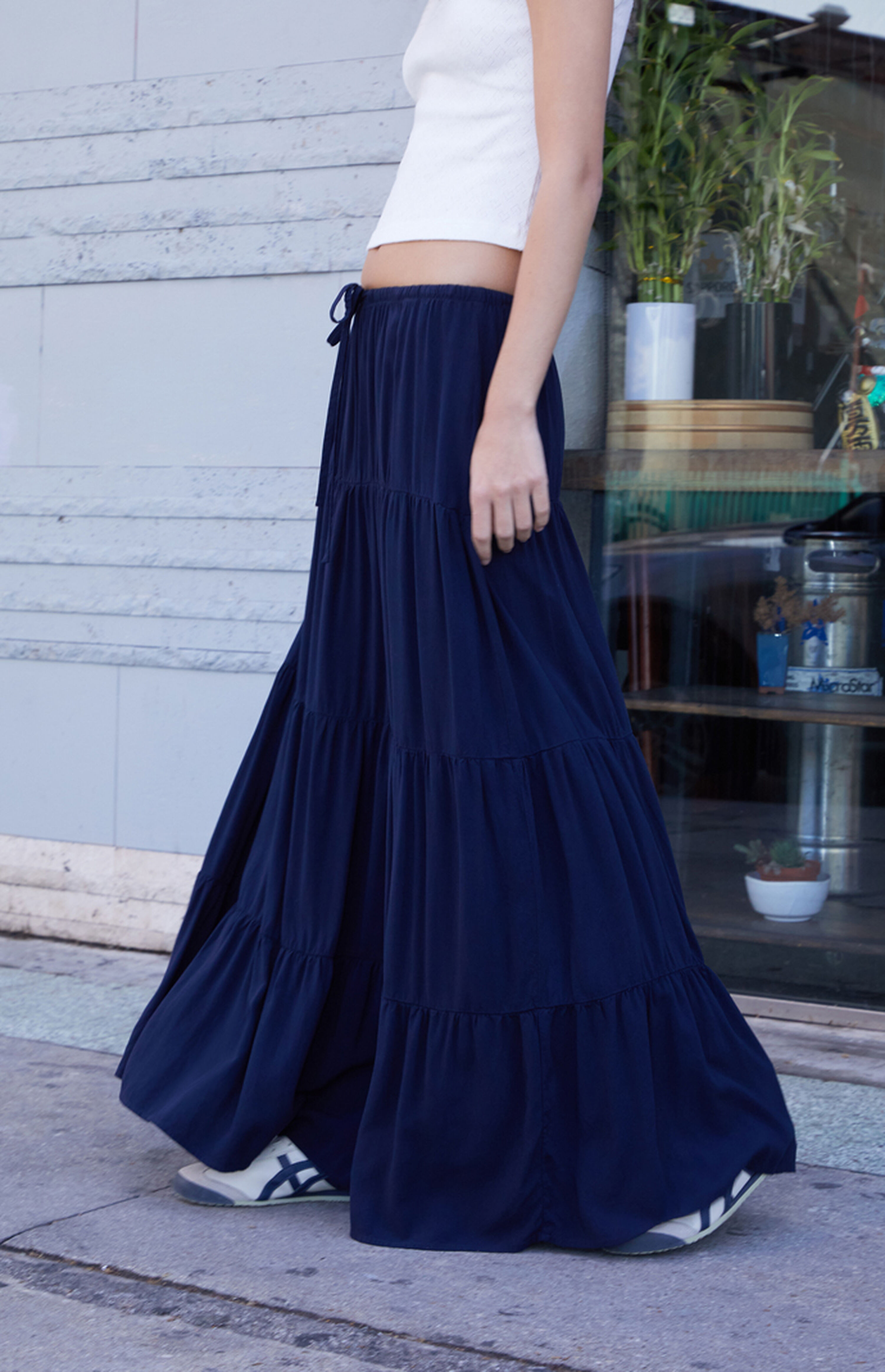 John Galt Navy Izzy Maxi Skirt | PacSun