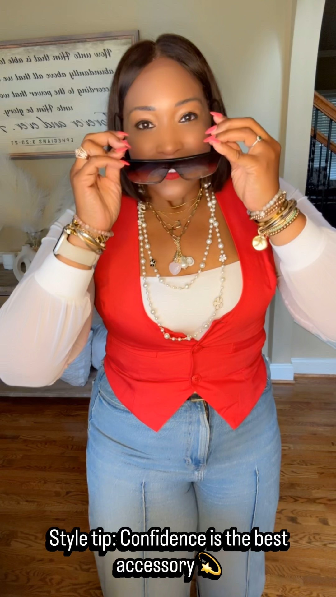 Red isn’t just a color… it’s a power move ❤️ 
When you look good, you feel good… and today I’m feeling fabulous. ✨

Vest/Shirt: Amazon 🛒 
Jeans: JCPenney 👖 
Shoes/Accessories: Macy’s 💫

Shop the look before it’s gone ✨ LTK in bio Or comment “Shop” and I’ll DM you the link. 

#OOTD #AmazonFinds #JCPenneyStyle #MacysStyle #ChicAndConfident #RedVestMoment #StyleInspo #EffortlessStyle #BoldAndBeautiful #foryoureels #ltkmidsize #thepowerofme #foryou❤ #lashaylaleigh #tallgirlstyle #tallgirlfashion #midsizefashion #ltkmidsize 


#LTKBeauty #LTKMidsize #LTKStyleTip